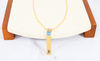 Initial Necklace With Aquamarine Austrian Crystals By Pink Box - 3 Colors - SWACZFLATBARHAQUAGLD
