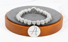 Pink Box Iced Out Initial Emblem Bracelet in Silver Accent - PBICED22MMASLVMD