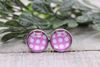 Polka Dots on Purple || Glass Stud Earrings || Hypoallergenic
