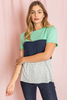 Stripe Color Block Short Sleeve Top - 2ELOGES2402