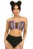 Lavish Holo & Fishnet Lace-Up Short Bustier Top - LV-1316-4X