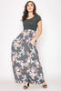 Contrast Cap Sleeve Floral Maxi Dress - S002066B002500P001395V014