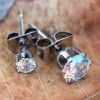 Pair of 316L Stainless Steel Aurora Borealis Round CZ Stud Earrings - S000489B001391P001065V003