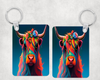 Watercolor Highland Cow Keychain - 303110521 Watercolor Highland Cow Keychain - 303110521