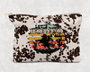 Faux Cowhide Let's Rodeo   Printed Canvas Zipper Bag