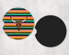 Serape Bull Skull Neoprene Car Coaster Set - 28388482