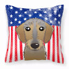 American Flag and Dog Fabric Decorative Pillow - S000213B001695P064325V000
