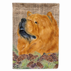 Faux Burlap and Pine Cones with Dog Flag Garden Size - S000213B001695P118953V000