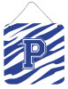 Initial Tiger Stripe Blue and White Wall or Door Hanging Prints - S000213B001695P030490V013