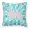 Dog Profile Checkerboard Design Fabric Decorative Pillow - BB3715PW1414