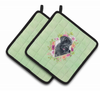 Dogs and Flowers Pair of Pot Holders - CK4338PTHD