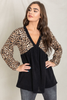 Leopard Color Block Deep V-Neck Tunic - S002066B002500P000970V002