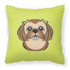 Dog Face Checkerboard Design Fabric Decorative Pillow - S000213B001695P043386V000