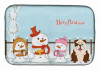 Merry Christmas Carolers Dog on Dish Drying Mat - S000213B001695P115596V104