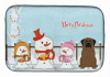 Merry Christmas Carolers Dog on Dish Drying Mat - S000213B001695P115596V117