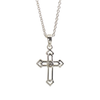 Silver Pl Open Bud Cross Necklace