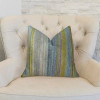 Plutus Clear Shore Blue Mustard and Lavender Handmade Luxury Pillow