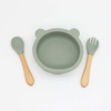 Baby Bear Shape Food Training Silicone Bowl With Spoon Tableware - JM2204221533-2445