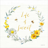 Bees and Blooms - Life is Sweet Wreath by Danhui Nai, Canvas Art