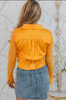 Golden Sunset Long Sleeves Front Tie Blouse