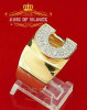 10K Yellow Gold Finish Alphabets Silver Rings With Lab Created Diamonds