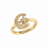 Moon-Cradled Star Diamond Ring in 14K Yellow Gold Vermeil on Sterling Silver - LMJDRR0008Y-1