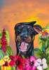 Doberman  - Hippie Hound Studios Tropical Summer  House and Garden Flags