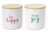 Canister (Set of 2) 4.75"H Wood/Stoneware