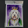 Old English Sheepdog King of Mardi Gras Greeting Cards Pack of 8