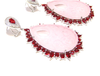Pink Carved Rose Quartz Earrings, 925 Sterling Silver, Platinum Embraced
