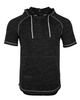 ZIMEGO Men's Short Sleeve Raglan Hoodie Round Bottom Semi Longline T-Shirt - ZGSS150H-BLK-BLK-S