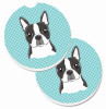 Dog Themed Checkered Cup Holder Car Coasters (Set of 2) - S000213B001695P076416V005