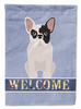 Black and White French Bulldog Welcome Flag Garden Size