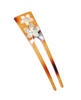 Tortoise Shell Hair Pin with Flowers & Rhinestones - 2178-01
