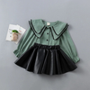 Girls Long Sleeve Middy Blouse And PU Skirt Set - LNG-SLV-MDD-BLS-SZ-3T