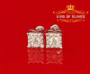 10k White Gold Finish Silver Lab Created Diamond Square Men's Stud Earrings