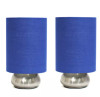 Simple Designs Gemini 2 Pack Mini Touch Lamp with Brushed Nickel Base and Fabric Shades - LT2016-BLU-2PK