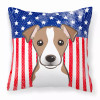 American Flag and Dog Fabric Decorative Pillow - S000213B001695P064352V000