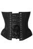 Top Drawer Black w/Black Lace Steel Boned Underwire Bustier Corset