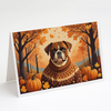 Boxer Fall Greeting Cards Pack of 8