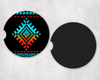 Neon Aztec Neoprene Car Coaster Set