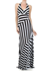 Stripe Full-Length Halter Dress