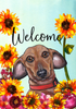 Dachshund Red - Hippie Hound Studios Welcome Garden Flag Dachshund Red - Hippie Hound Studios Welcome Garden Flag