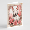 English Bull Terrier Valentine Roses Greeting Cards Pack of 8