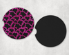 Pink faux glitter Cow Print|Car Coaster Set