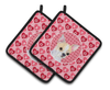 Dog Valentine's Day Portrait Pair of Pot Holders - S000213B001695P069485V012