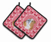 Dog Valentine's Day Portrait Pair of Pot Holders - S000213B001695P069485V028