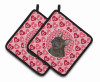Dog Valentine's Day Portrait Pair of Pot Holders - S000213B001695P069485V056