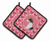 Dog Valentine's Day Portrait Pair of Pot Holders - S000213B001695P069485V051