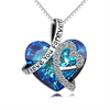 Beautiful Heart I Love You Blue Diamond Alloy Necklace
